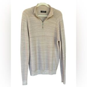 Primark 100% Cotton Unisex Light Taupe/Beige Zip-Up Pullover Sweater Size Medium